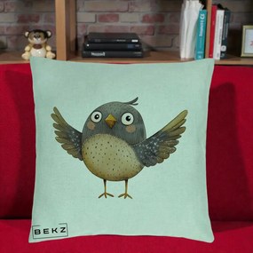 Perna Decorativa Pasare cu Aripi Intinse, 40x40 cm, Verde Menta, Husa Detasabila, Perna Inclusa, BEKZ®