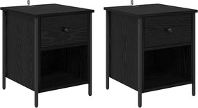 vidaXL Dulap de noapte cu sertar 2 pcs Stejar Negru 40 x 42 x 50 cm