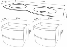 Set lemn masiv Mobilier Baie Suspendat Aledo - Natur texturat