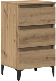 vidaXL Noptieră cu picioare metalice, stejar artizanal, 40x35x69 cm