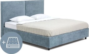 Pat dublu tapițat albastru cu spațiu de depozitare cu saltea/ somieră 180x200 cm Myra Bold - Bonami Selection