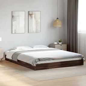 vidaXL Cadru pat fără saltea stejar maro, 160x200 cm, lemn prelucrat