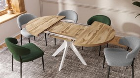 Mazzoni RENZO Stejar Wotan/picior alb - MASĂ ROTUNDĂ Ø110 EXTENSIBILĂ PÂNĂ LA 180 cm | PENTRU BUCĂTĂRIE SUFRAGERIE LIVING RETRO