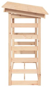 Rastel pentru lemne de foc, 108x64,5x110 cm, lemn masiv pin Maro, 108 x 64.5 x 110 cm