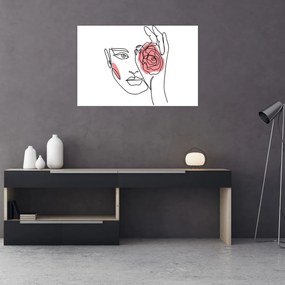 Tablou - Linie de artă față cu trandafir (90x60 cm)