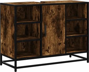 vidaXL Dulap chiuveta de baie stejar fumuriu 80x33x60 cm lemn compozit