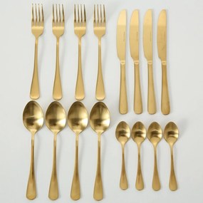 Set tacamuri, 4 persoane, auriu, din otel inoxidabil, Landlord