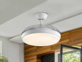 Lustra LED cu Ventilator si telecomanda, lame retractabile Venturi alb