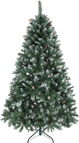 HOMCOM Brad de Crăciun Înzăpezit Înalt 180 cm cu 910 Ramuri, Brad Artificial de Interior cu Conuri Decorative, Bază Metalică Pliabilă, Verde | Aosom Romania