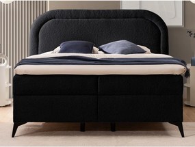 Pat boxspring negru cu spațiu de depozitare 200x200 cm Ornes – Ropez