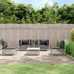3186840 vidaXL Set mobilier de grădină, 6 piese, cu perne, alb, oțel