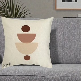 Perna Decorativa Geometric Boho Balance, 40x40 cm, Ecru, Husa Detasabila, Perna Inclusa, BEKZ®