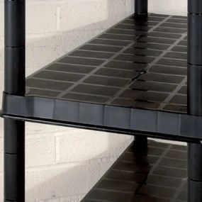 Raft de depozitare cu 5 polite, negru, 340x40x185 cm, plastic 340 x 40 x 185 cm, 1