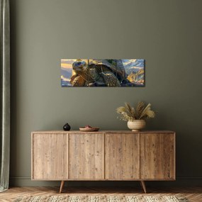 Tablou - Țestoasă și peisaj montan (cu ceas) (90x30 cm)