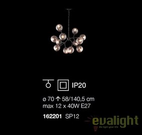 Lustra design industrial cu 12 surse de lumina KEPLER SP12 162201
