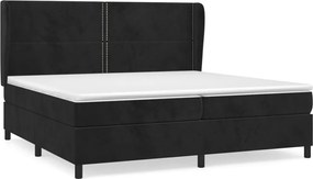 vidaXL Pat box spring cu saltea, negru, 200x200 cm, catifea