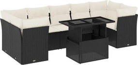 vidaXL Set mobilier de grădină cu perne, 8 piese, negru, poliratan