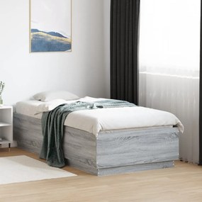 vidaXL Cadru de pat, gri sonoma, 90x190 cm, lemn prelucrat