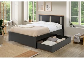 Pat matrimonial gri închis cu somieră 140x190 cm Enara – Marckeric