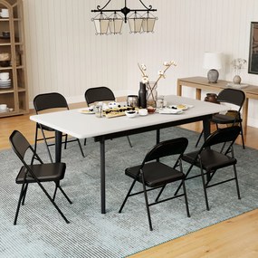 HOMCOM Set 6 Scaune Pliabile, Scaune Moderne cu Perne din Poliester pentru Acasă și Birou, 45x46x78 cm, Negru | Aosom Romania