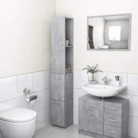 vidaXL Dulap de baie, gri beton, 25x26,5x170 cm, lemn prelucrat