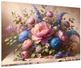 Tablou - Masă plină de flori (90x60 cm)