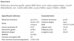 Plafoniera LED cu aspect lemn design dreptunghiular DORO 24W