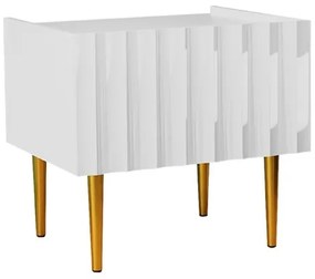 Noptieră ARCOS 46x50 cm alb/auriu