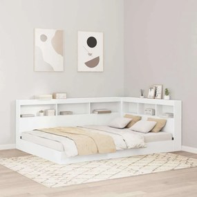 vidaXL Tăblie de depozitare cu raft cu headboard cu depozitare Alb 135 cm Lemn compozit