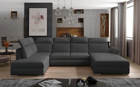 Canapea modulara extensibila cu spatiu pentru depozitare, 336x102x216 cm, Evanell R02, Eltap (Culoare: Bej Pepit / Maro inchis)