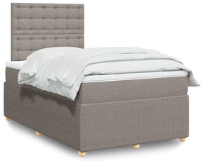 vidaXL Pat box spring cu saltea, taupe, 120x190 cm material textil