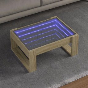 vidaXL Măsuță de cafea cu LED infinity, stejar sonoma, 70x53x30 cm