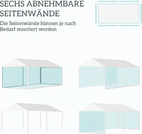 Outsunny  Cort de Exterior cu 6 Părți Laterale Detașabile, Cort pentru Petrecerie, Adăpost pentru Umbră pentru Evenimente, 584.6x295.6x256 cm, Alb.