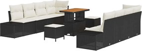 vidaXL Set de canapele pentru grădină 11 pcs Negru Rattan poli