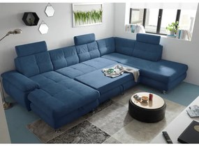 Coltar Extensibil U Bala, Dreapta, Cu Lada, Albastru, 88 x 233 x 349 Cm