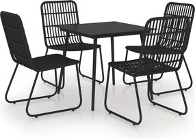 vidaXL Set mobilier de exterior, 5 piese, poliratan și sticlă