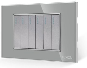 Intrerupator Mecanic 6 Posturi LUXION cu Rama din Sticla, Standard Italian, 3M