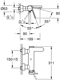 GROHE 33553AL3 - Baterie pentru cadă PLUS, grafit