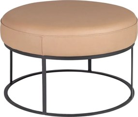 Bancheta rotunda tapitata cu piele naturala Maro