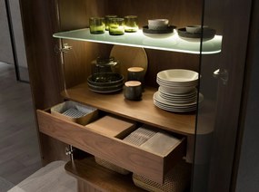 Vitrina, Bufet cu iluminat deosebit design LUX Walnut