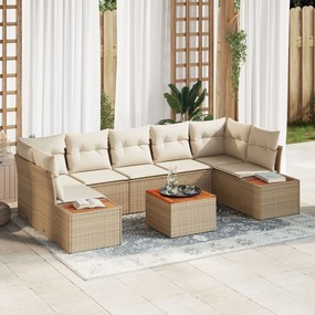 vidaXL Set de canapele pentru grădină cu pernă 8 pcs Bej Rattan poli