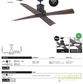 Ventilator cu telecomanda WINCHE crom/maro 33482
