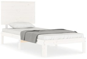 3193627 vidaXL Cadru de pat cu tăblie single, alb, lemn masiv