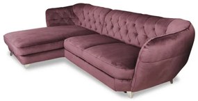 Coltar Extensibil Cu Lada Depozitare Retro, Stanga, Mov, 302 X 188 Cm