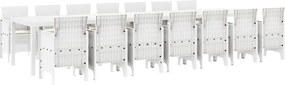 vidaXL Set de masă de grădină cu perne cu pernă 15 pcs Alb PP