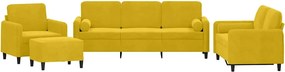 vidaXL Set de canapele cu perne, 4 piese, galben, catifea