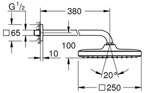 Palarie si brat de dus Grohe Tempesta 250 Cube patrata crom