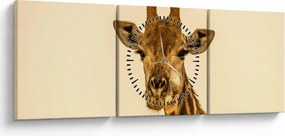 Tablou cu girafe (cu ceas) (90x30 cm)