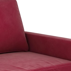 Canapea cu 3 locuri, rosu vin, 210 cm, catifea Bordo, 228 x 77 x 80 cm