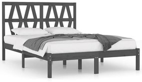 3104020 vidaXL Cadru de pat, gri, 200x200 cm, lemn masiv de pin